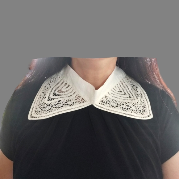 Antique Collar, Hand Made Linen, Vintage Hand Knitted Collar - Picture 8 of 9